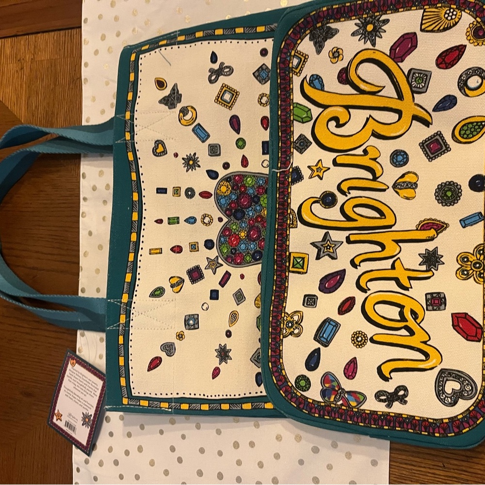 Brighton LOVE Jewel Heart Canvas Tote Bag New Retail $100 - Picture 4 of 12